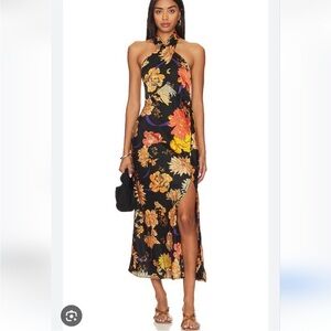 Astr the Label Floral Dress - Black and Gold